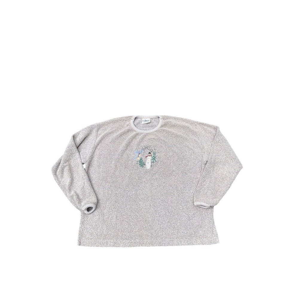 Vintage Artisans Sweatshirt Women's Medium Snowman Embroidered